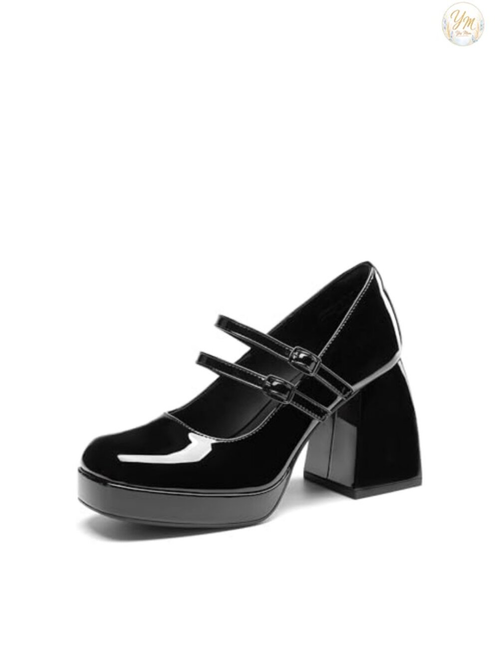 Women's Platform Mary Jane Chunky Block Heels Faux Leather Square Toe